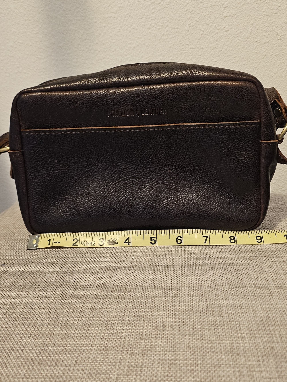 Portland Leather Dark Brown Leather Toiletry Bag